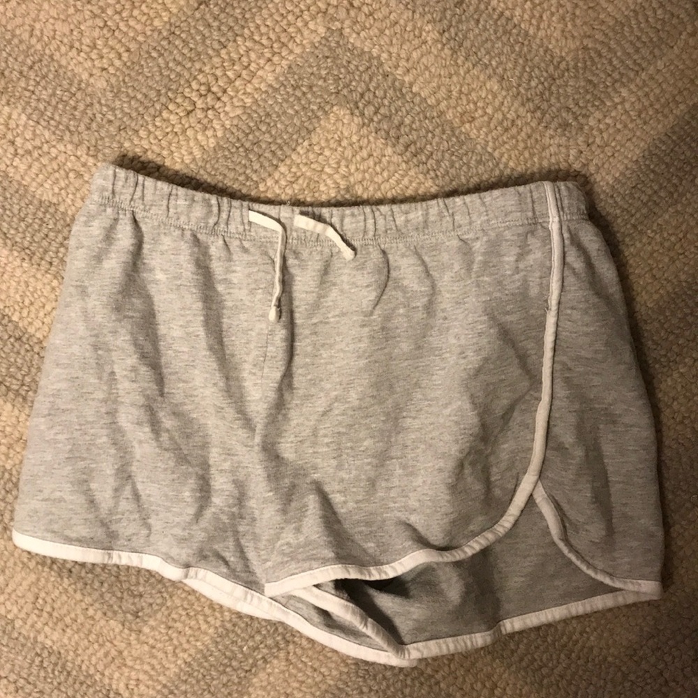 This is a gray pair of shorts.